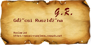 Gácsi Ruszlána névjegykártya